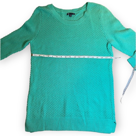 GAP Green/Turquoise Cotton Waffle-Knit Sweater L - Picture 8 of 9